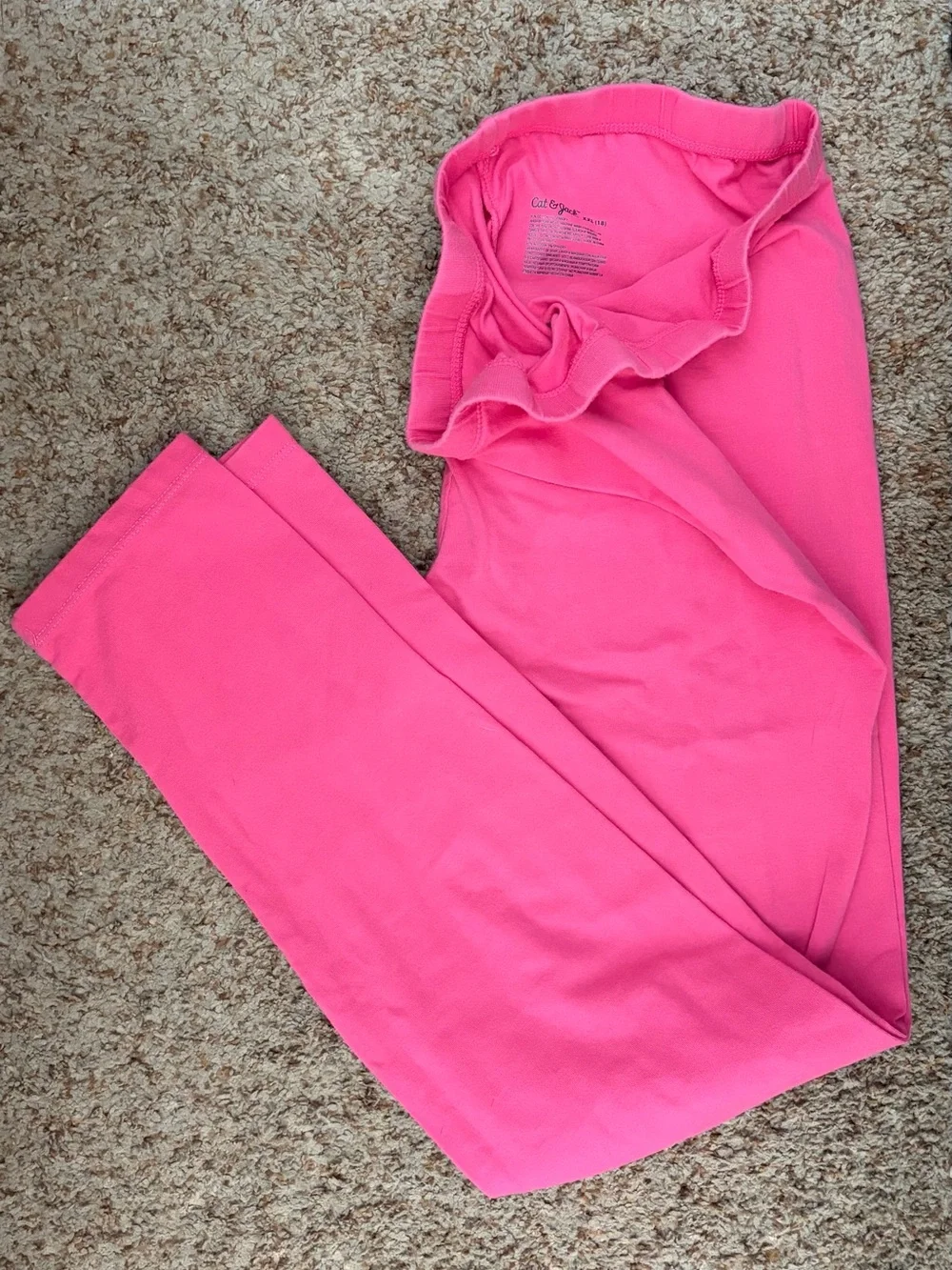 Kids Pink Stretch Cotton Leggings